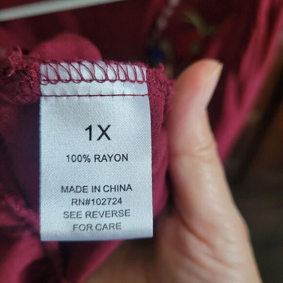 Grand & Green w/Love woman's boho embroidered top XL Rayon Floral Cottage - Picture 4 of 9